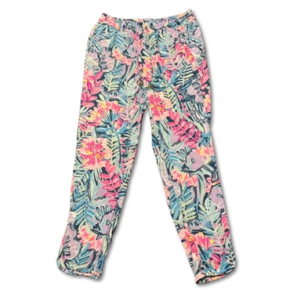Lily Pulitzer Floral Print Drawstring Long Pants - Picture 1 of 10